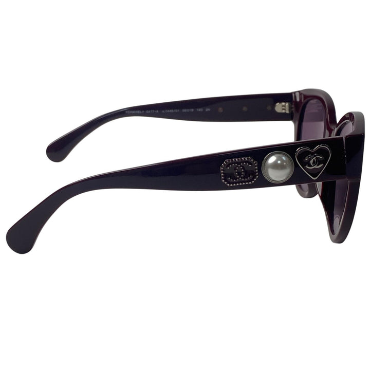 美品 シャネル CHANEL レディース フェイクパール ココマーク サングラス 56□ 5477-A