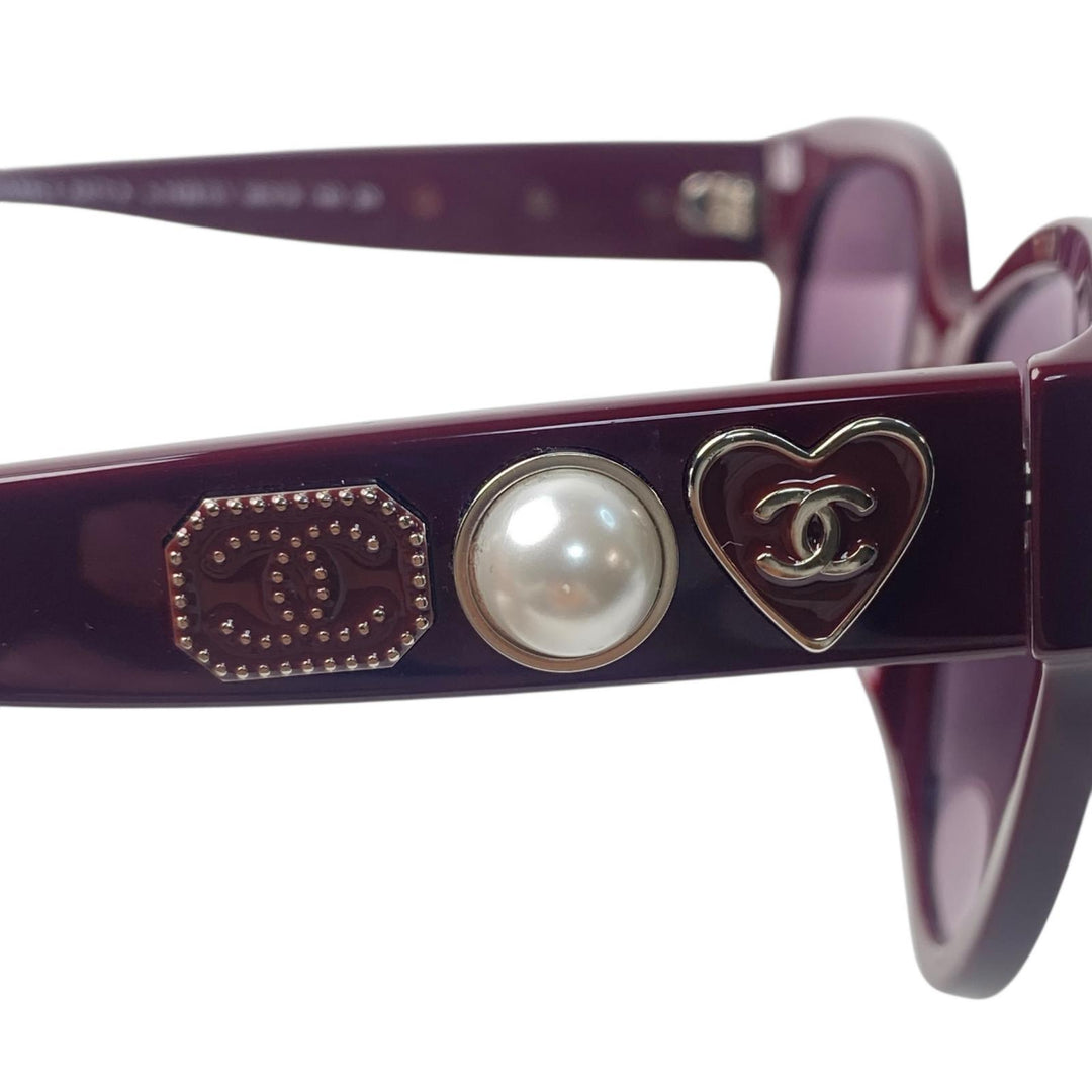 美品 シャネル CHANEL レディース フェイクパール ココマーク サングラス 56□ 5477-A