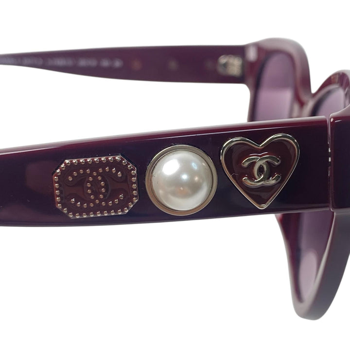 美品 シャネル CHANEL レディース フェイクパール ココマーク サングラス 56□ 5477-A