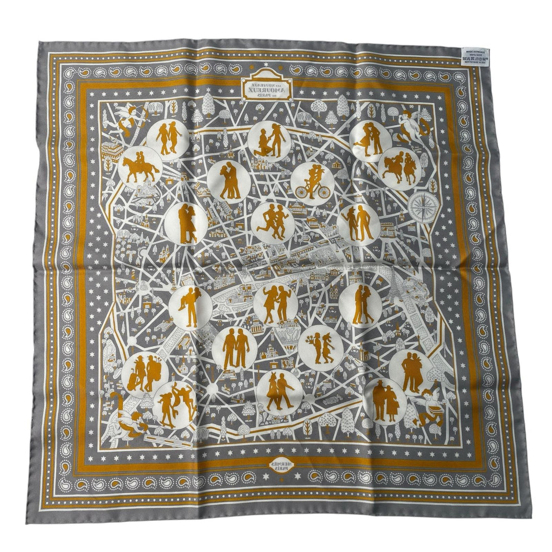 美品 エルメス HERMES レディース スカーフ カレ55 新 パリの恋人たち