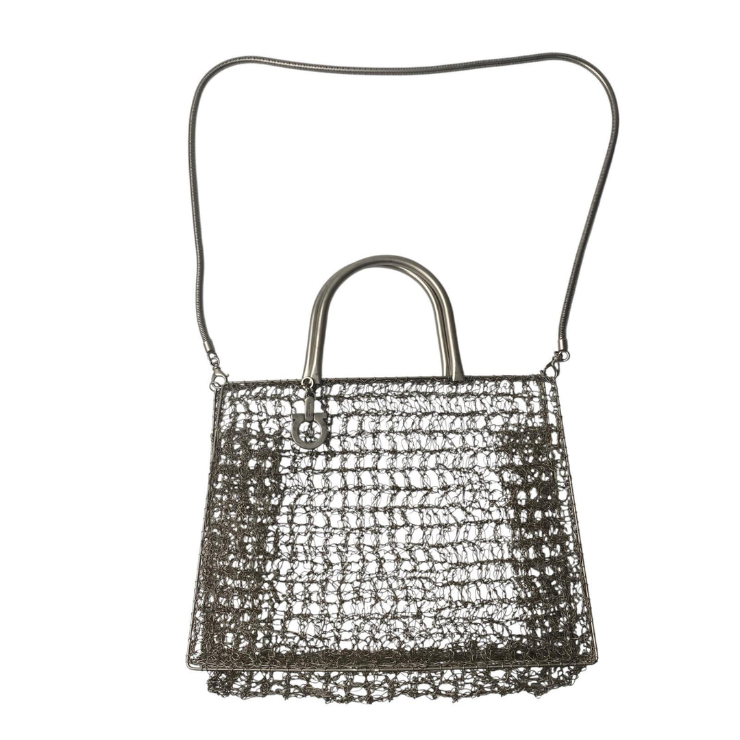 フェラガモ Ferragamo 2way 編み込み ビンテージ ショルダーバッグ ハンドバッグ レディース