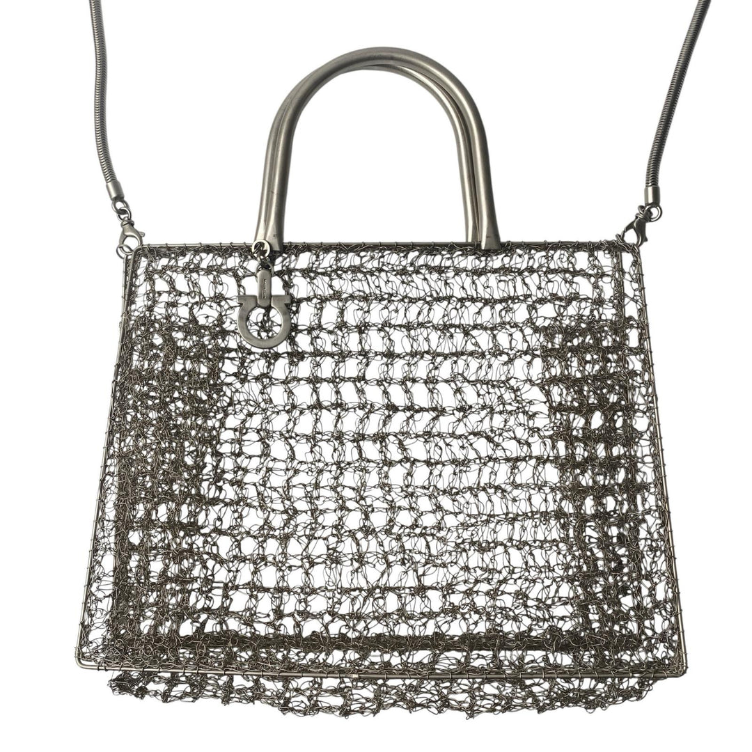 フェラガモ Ferragamo 2way 編み込み ビンテージ ショルダーバッグ ハンドバッグ レディース