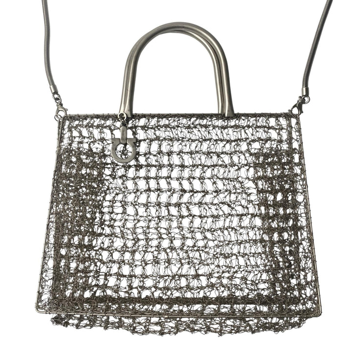 フェラガモ Ferragamo 2way 編み込み ビンテージ ショルダーバッグ ハンドバッグ レディース