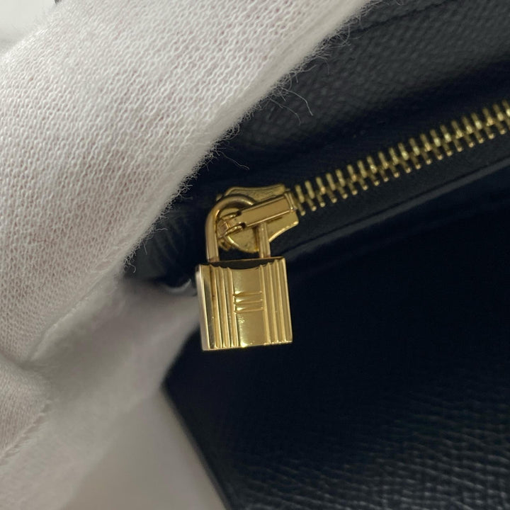 美品 エルメス HERMES ケリーウォレット ミディアム 黒 エプソン GD金具 D刻印 レディース