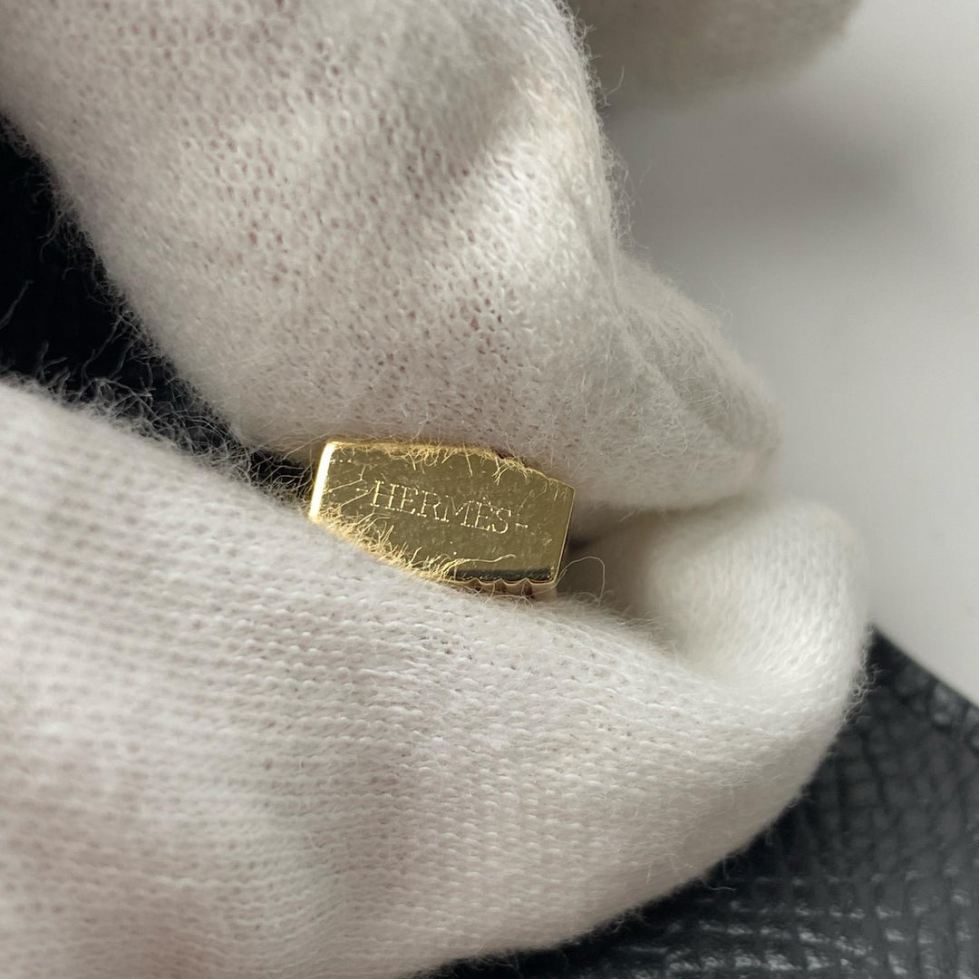 美品 エルメス HERMES ケリーウォレット ミディアム 黒 エプソン GD金具 D刻印 レディース