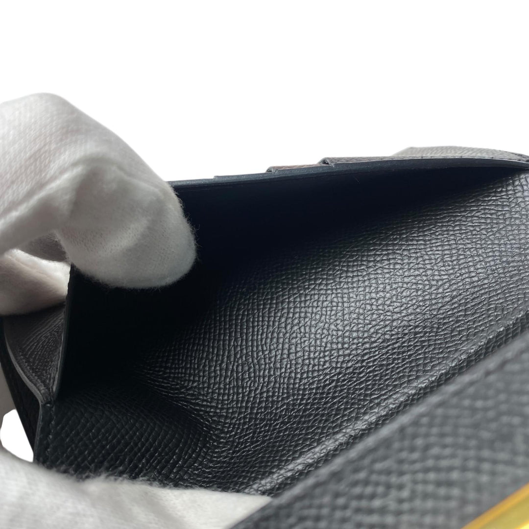 美品 エルメス HERMES ケリーウォレット ミディアム 黒 エプソン GD金具 D刻印 レディース