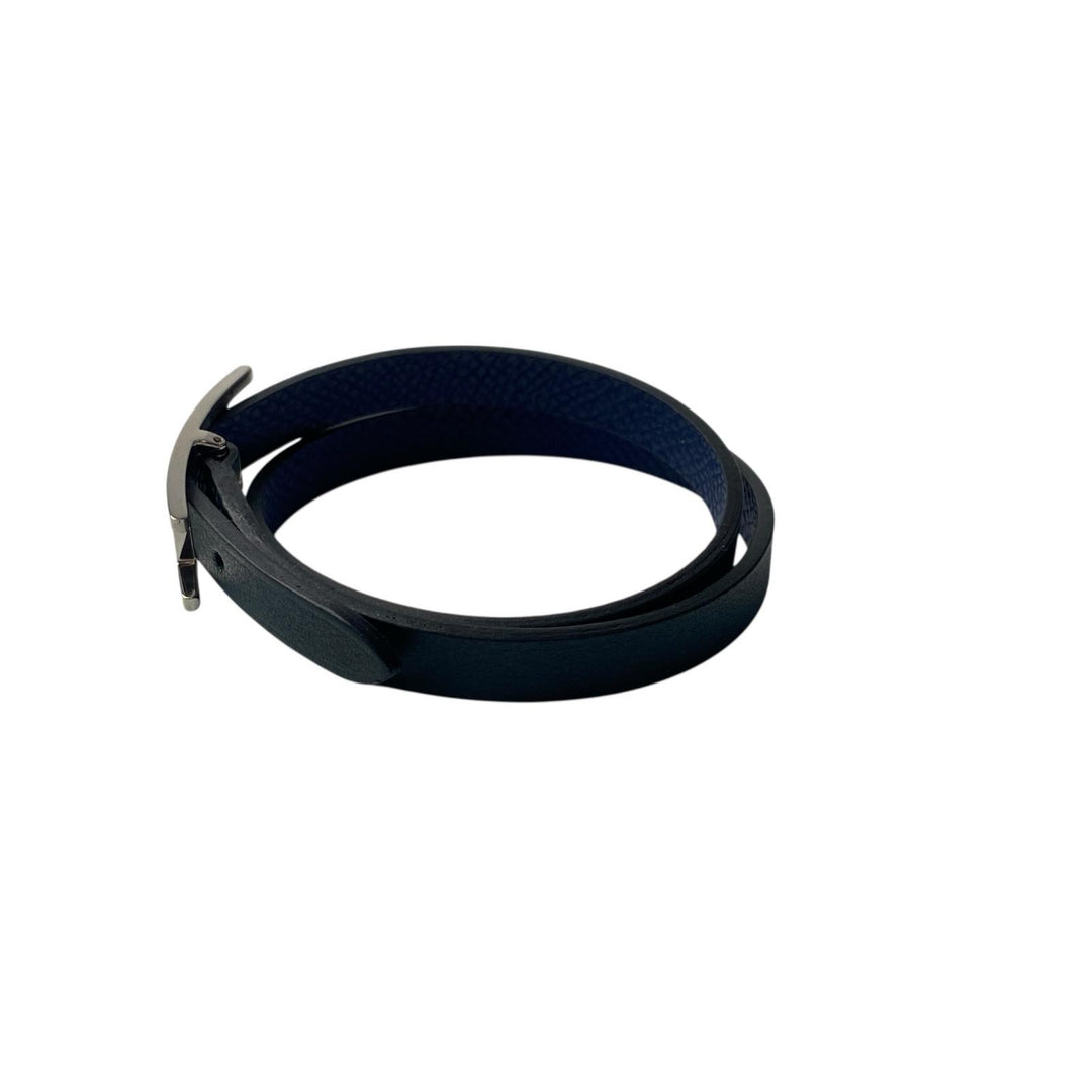 美品 エルメス HERMES ドゥブルトゥール ブレスレットネイビー レディース