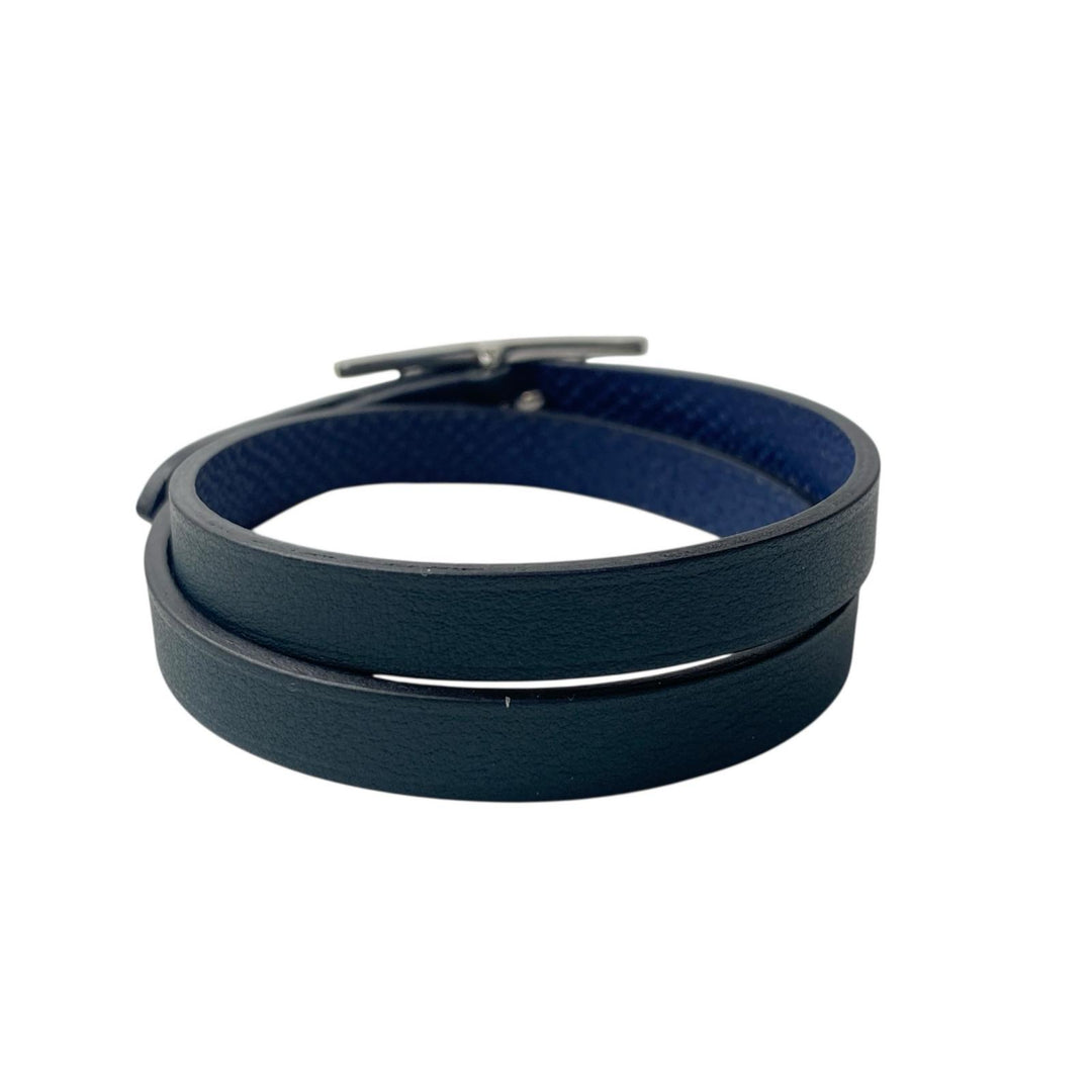 美品 エルメス HERMES ドゥブルトゥール ブレスレットネイビー レディース