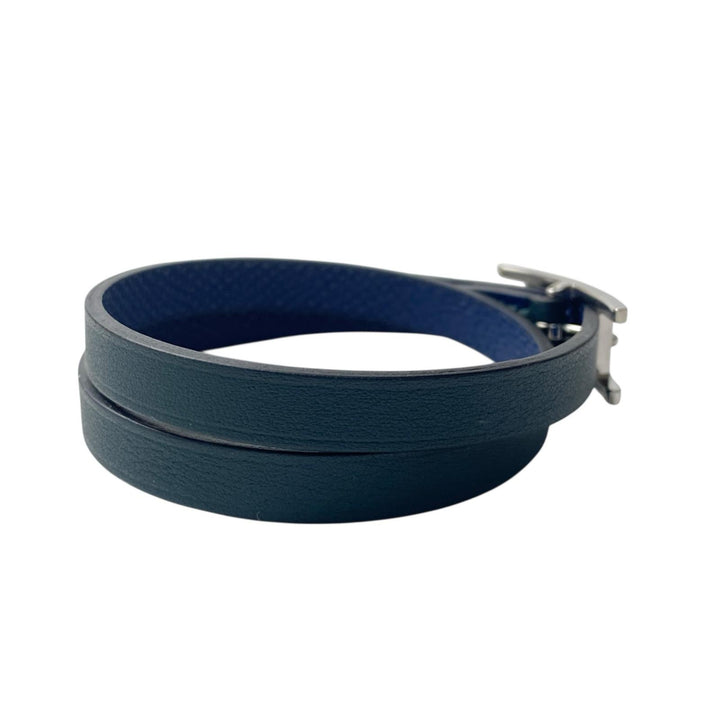 美品 エルメス HERMES ドゥブルトゥール ブレスレットネイビー レディース