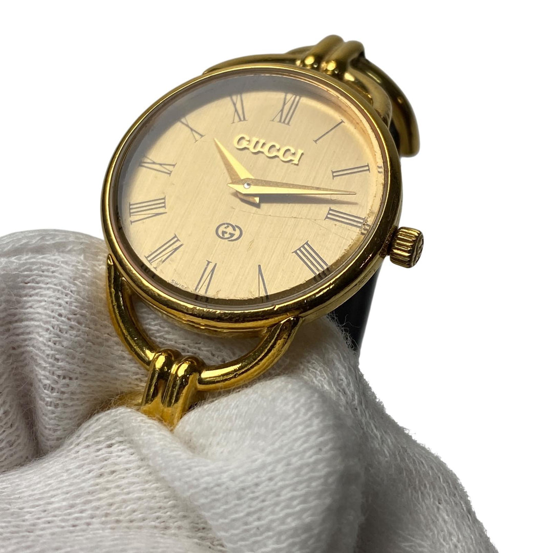 グッチ GUCCI 6000L GP QZ シャンパン文字盤 稼働品 レディース