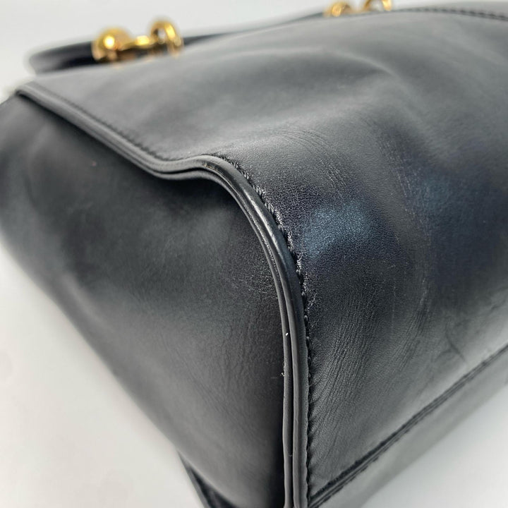 TOD'S トッズ ブラック レザー 2way ショルダーバッグ ハンドバッグ 斜めがけ クロスボディ レディース