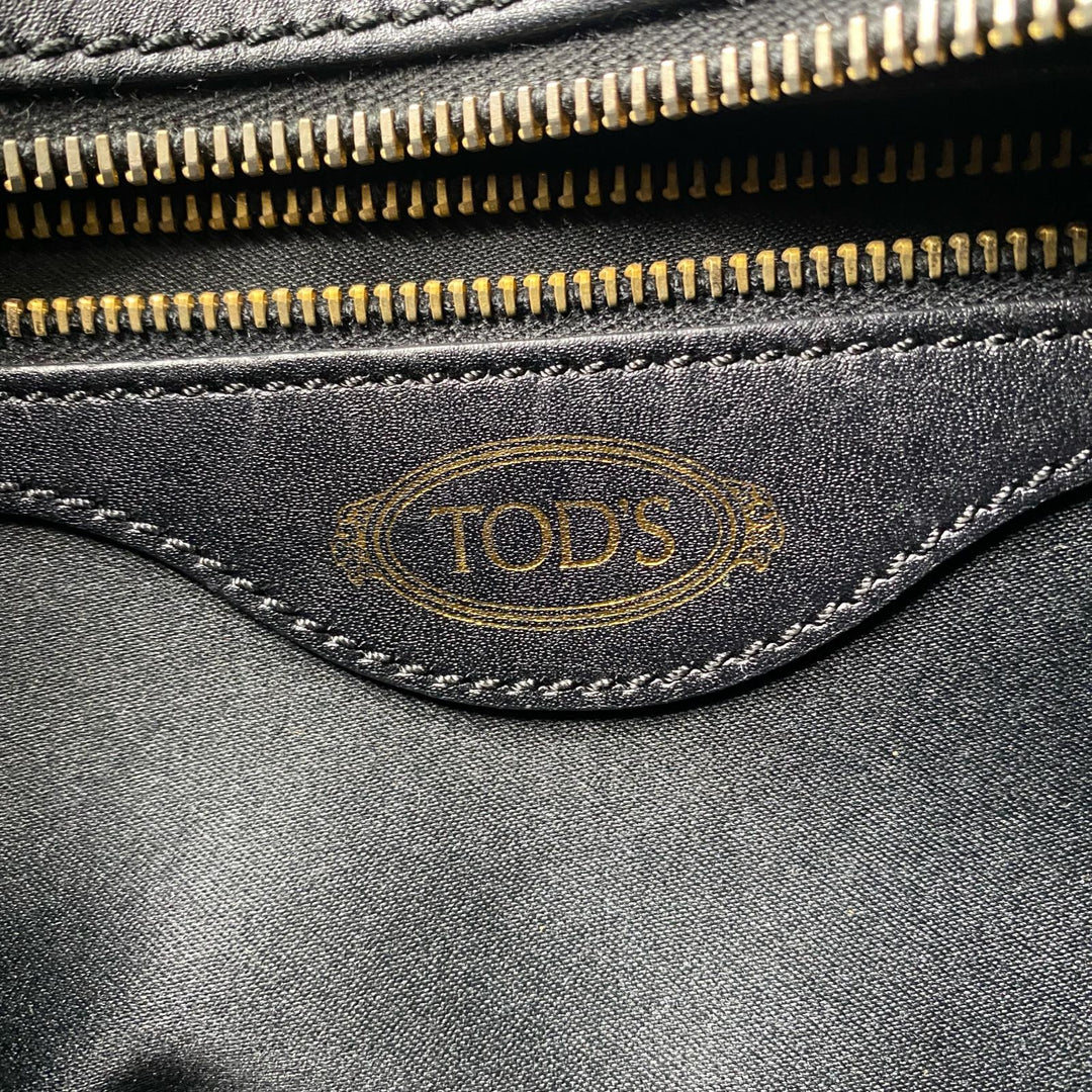 TOD'S トッズ ブラック レザー 2way ショルダーバッグ ハンドバッグ 斜めがけ クロスボディ レディース