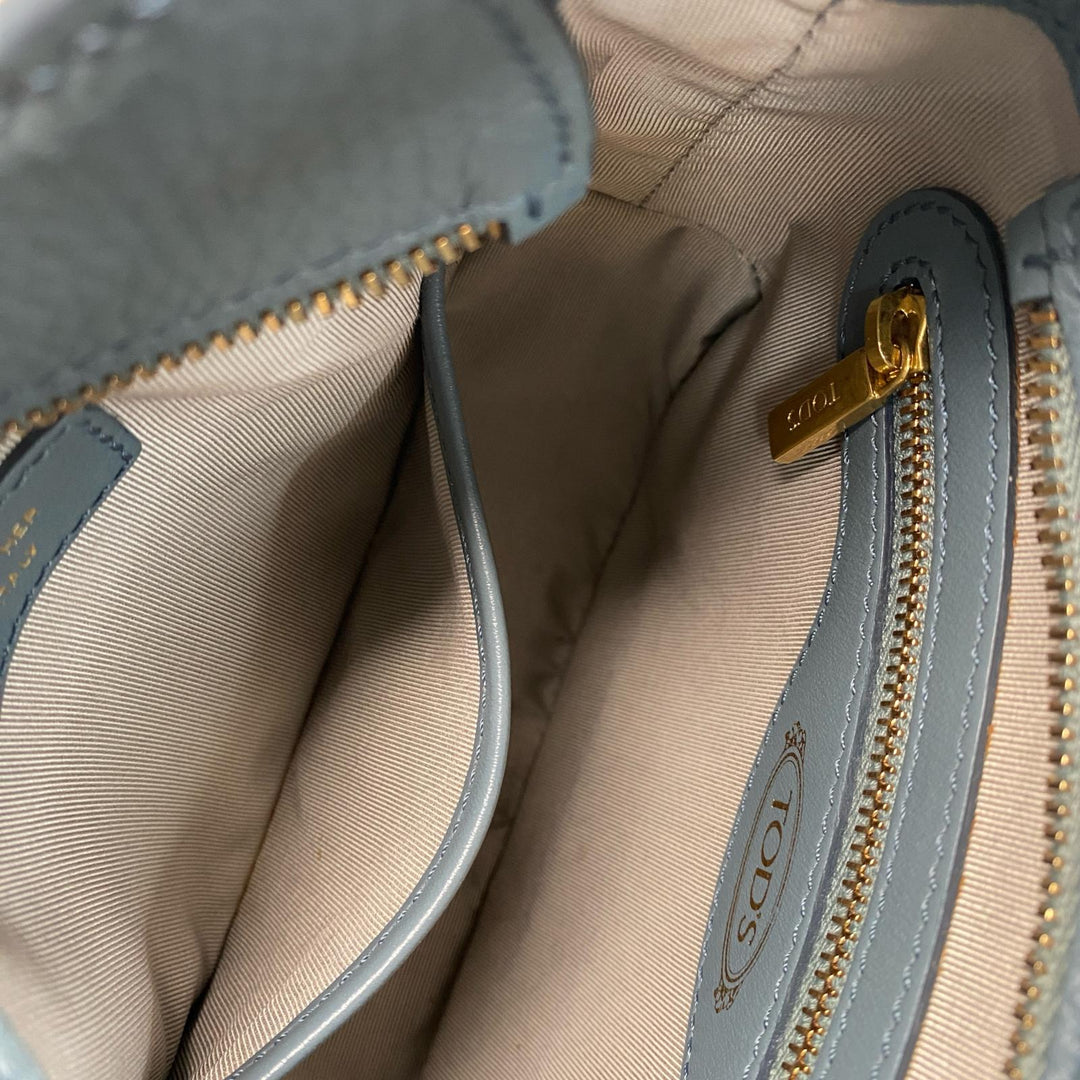 トッズ TOD's オーボエ ミニレザー 2way ショルダーバッグ ライトブルー 斜めがけ クロスボディ レディース