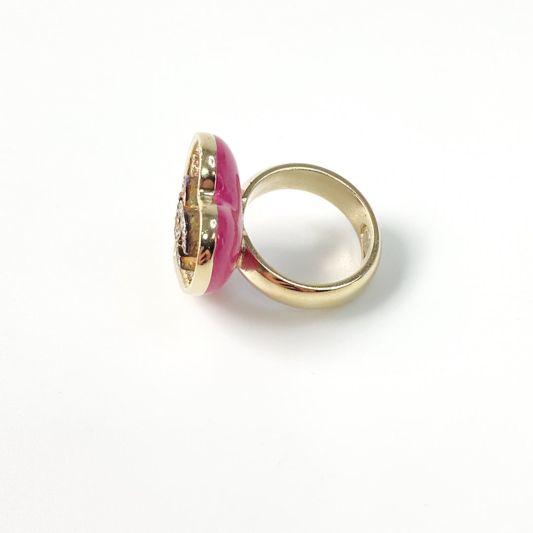 美品 シャネル CHANEL レディース ピンク ストーン ハートリング C23P 12号