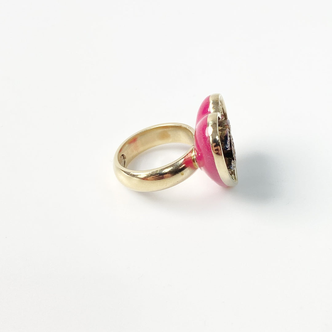 美品 シャネル CHANEL レディース ピンク ストーン ハートリング C23P 12号