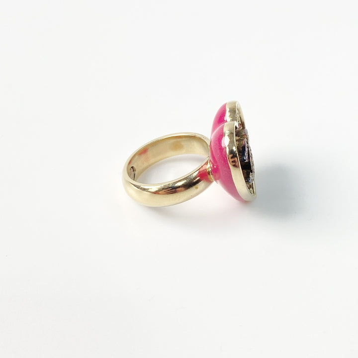 美品 シャネル CHANEL レディース ピンク ストーン ハートリング C23P 12号