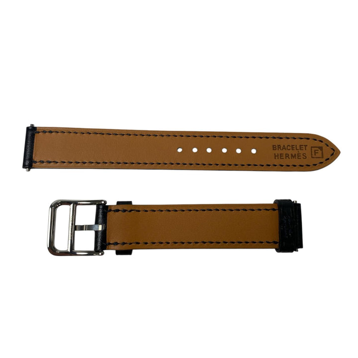 新品同様 エルメス HERMES レザー 時計 ウォッチ 替ベルト ノワール ブラック 四角F刻印 レディース
