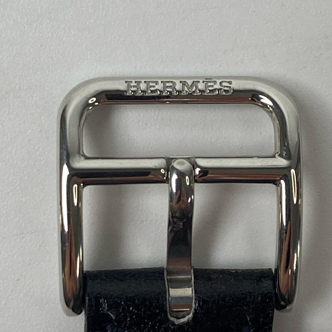 新品同様 エルメス HERMES レザー 時計 ウォッチ 替ベルト ノワール ブラック 四角F刻印 レディース