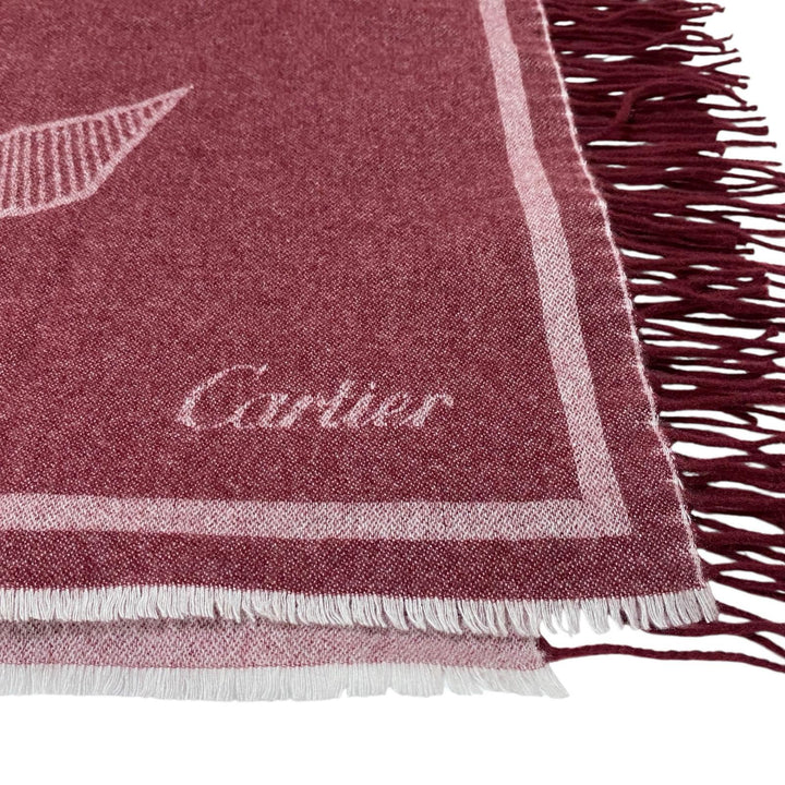 Cartier カルティエ 大判ストール マフラー カシミヤ ボルドー レディース