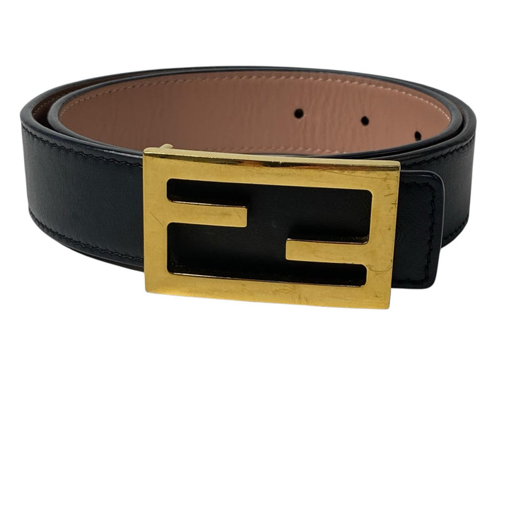 FENDI フェンディ FF レザーベルト バックル ブラック レディース