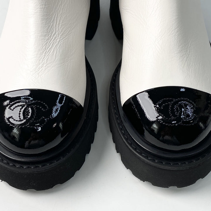 未使用 シャネル CHANEL レディース サイドゴア ショートブーツ 35C レザー パテント G38218 Y55662 22cm