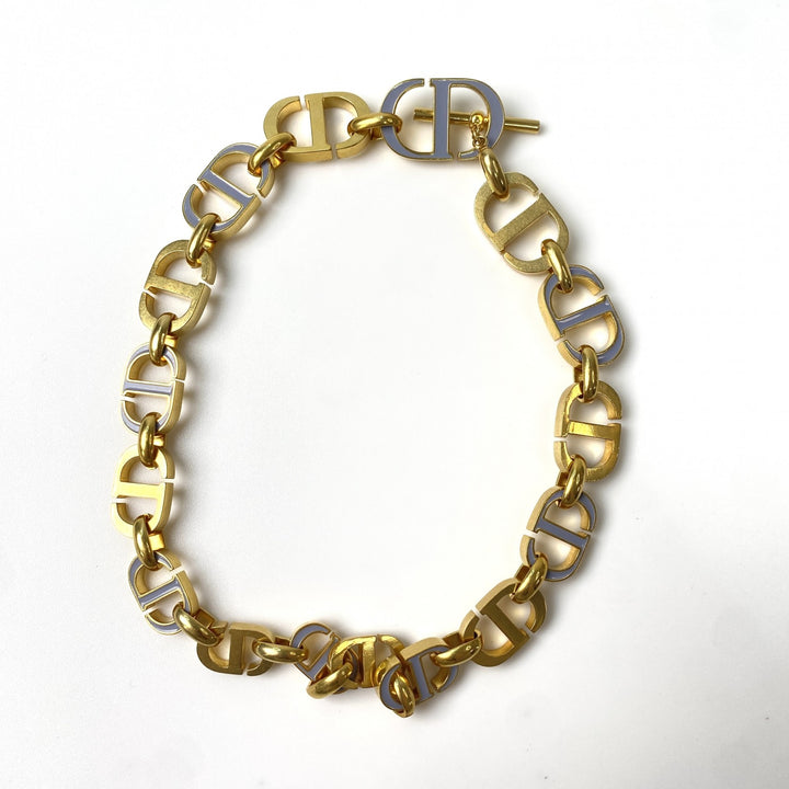 美品 ディオール DIOR レディース 喜平 ロゴ ネックレス ゴールド バイカラー