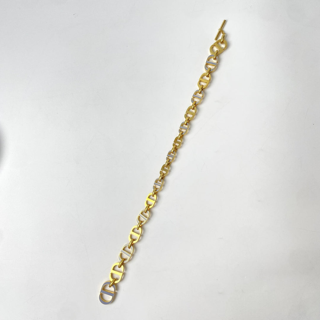 美品 ディオール DIOR レディース 喜平 ロゴ ネックレス ゴールド バイカラー