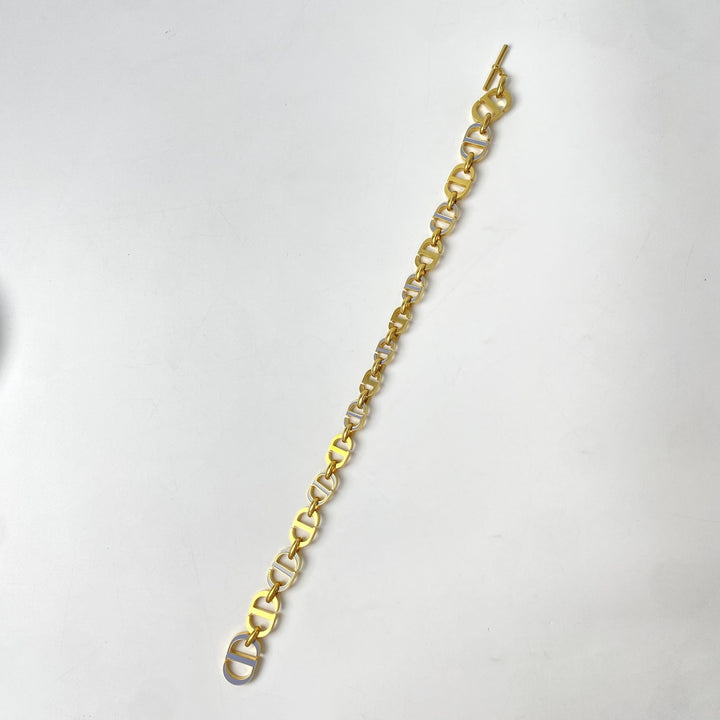 美品 ディオール DIOR レディース 喜平 ロゴ ネックレス ゴールド バイカラー