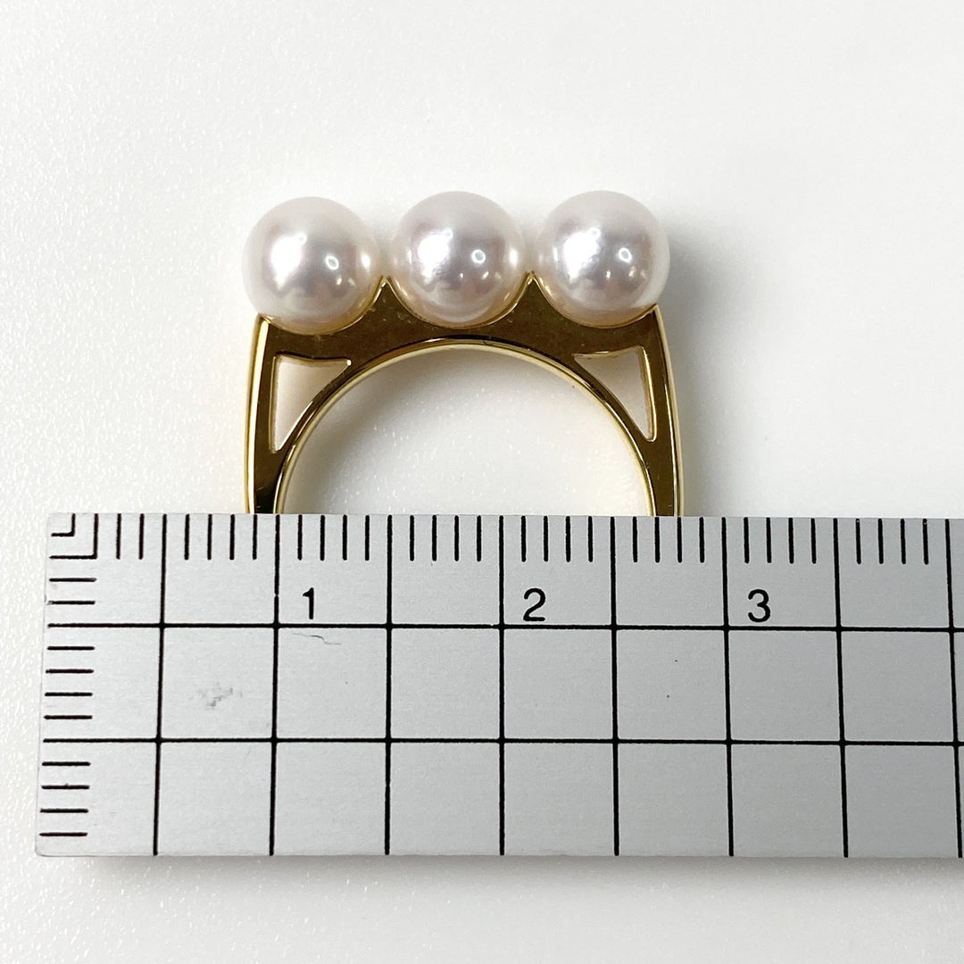 美品 タサキ TASAKI レディース 750 バランス エラ リング 約12号 あこや真珠