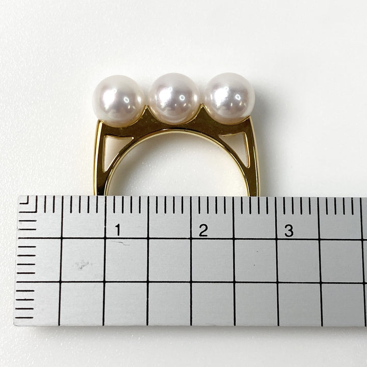 美品 タサキ TASAKI レディース 750 バランス エラ リング 約12号 あこや真珠