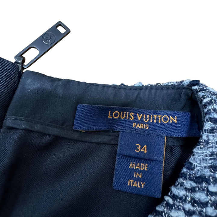 美品 ルイ ヴィトン LOUIS VUITTON モノグラム ツイード ラメ ノースリーブ ワンピース #34 レディース