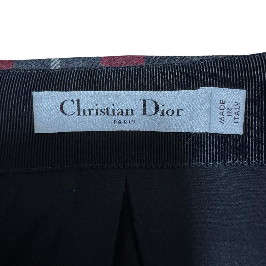 美品 Dior ディオール チェック柄 ミニ プリーツスカート ベルト付 #42 511J73A1640 レディース