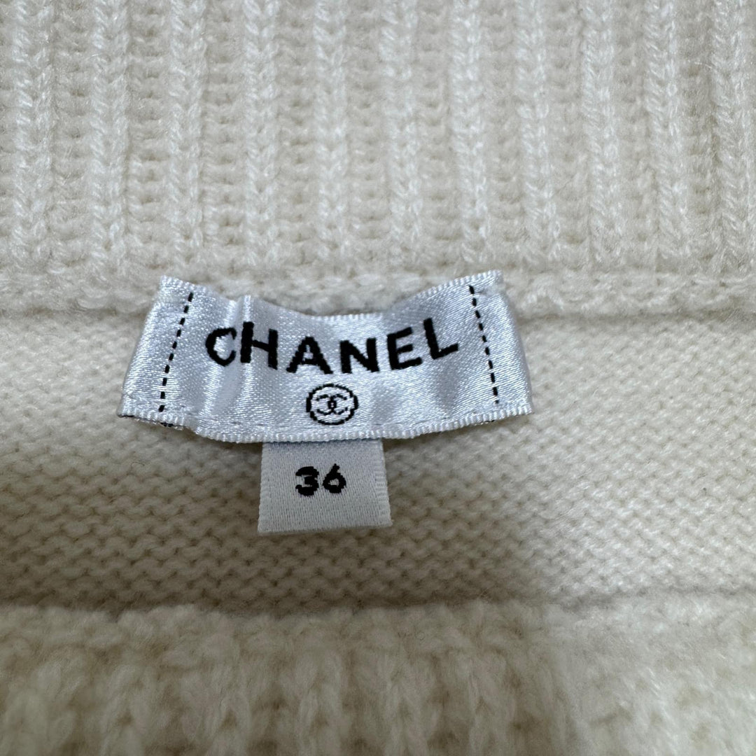 未使用 シャネル CHANEL チェーンポート カシミヤ ニット ワンピース P62956 #36 レディース