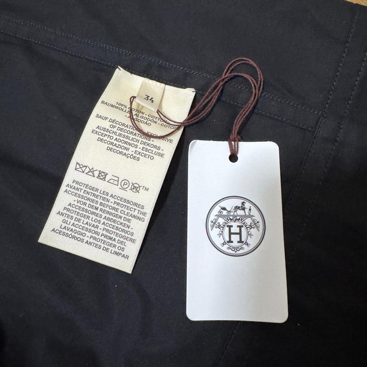 新品 エルメス HERMES クルードセル 黒 ベルト付 ワンピース 袖ロールアップ #34 5H0543DV レディース