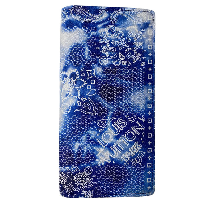 美品 ルイ ヴィトン LOUIS VUITTON ポルトフォイユブラザ モノグラム バンダナブルー IC M81405 メンズ