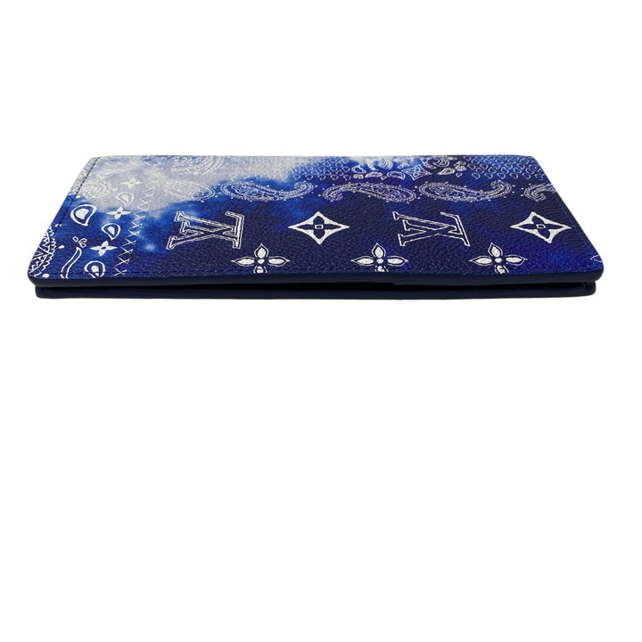 美品 ルイ ヴィトン LOUIS VUITTON ポルトフォイユブラザ モノグラム バンダナブルー IC M81405 メンズ