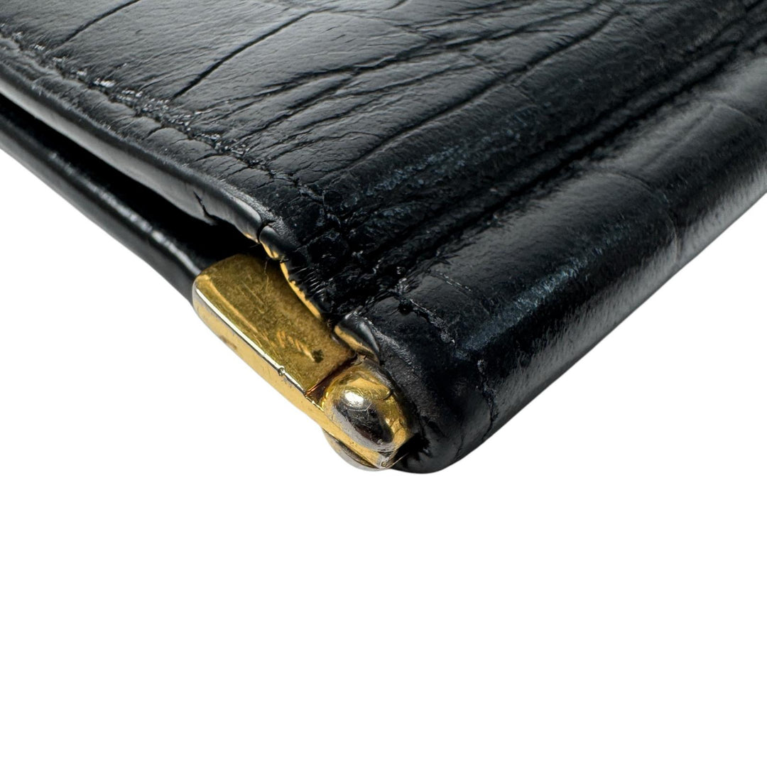 イヴサンローラン Yves Saint Laurent マネークリップ 二つ折り財布 札入れ YSL メンズ　型押しクロコ