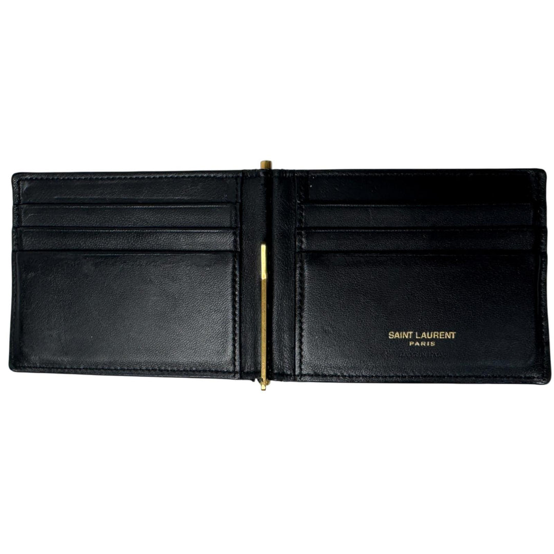 イヴサンローラン Yves Saint Laurent マネークリップ 二つ折り財布 札入れ YSL メンズ　型押しクロコ