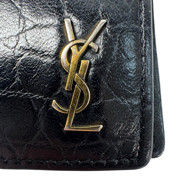 イヴサンローラン Yves Saint Laurent マネークリップ 二つ折り財布 札入れ YSL メンズ　型押しクロコ