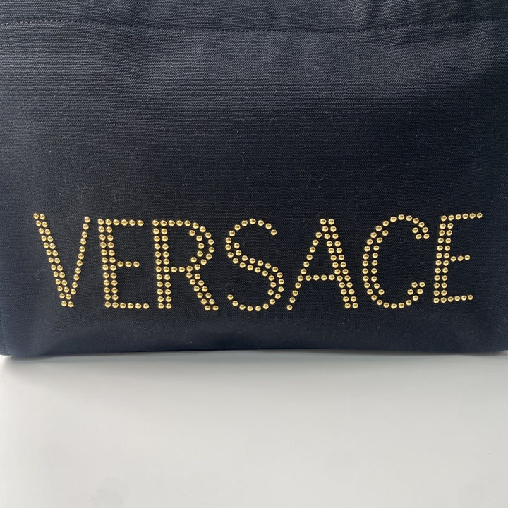 未使用 ヴェルサーチェ ヴェルサーチ VERSACE レディース スタッズロゴ 2way トートバッグ ショルダーバッグ 1A10397