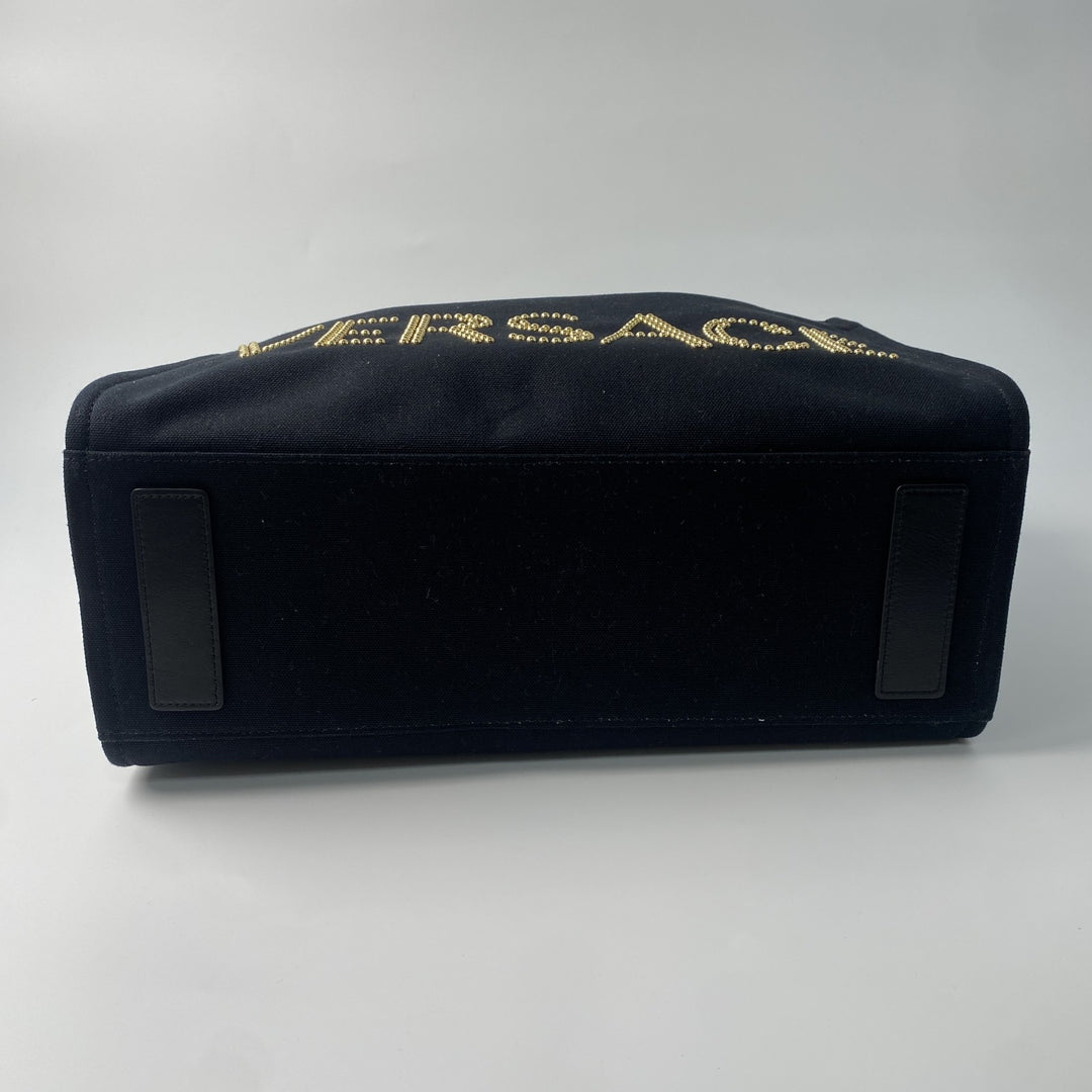 未使用 ヴェルサーチェ ヴェルサーチ VERSACE レディース スタッズロゴ 2way トートバッグ ショルダーバッグ 1A10397