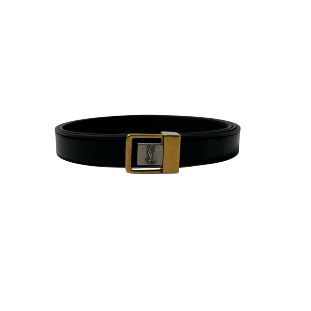 未使用 YSL イヴサンローラン Saint Laurent プッシュピンバックル ベルト 100 シャイニーレザー レディース