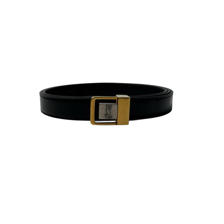 未使用 YSL イヴサンローラン Saint Laurent プッシュピンバックル ベルト 100 シャイニーレザー レディース