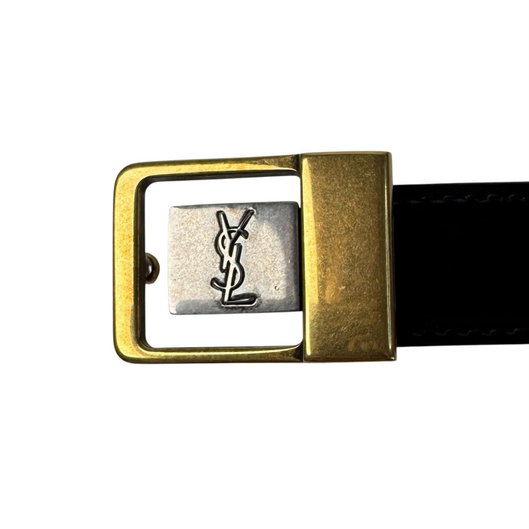 未使用 YSL イヴサンローラン Saint Laurent プッシュピンバックル ベルト 100 シャイニーレザー レディース