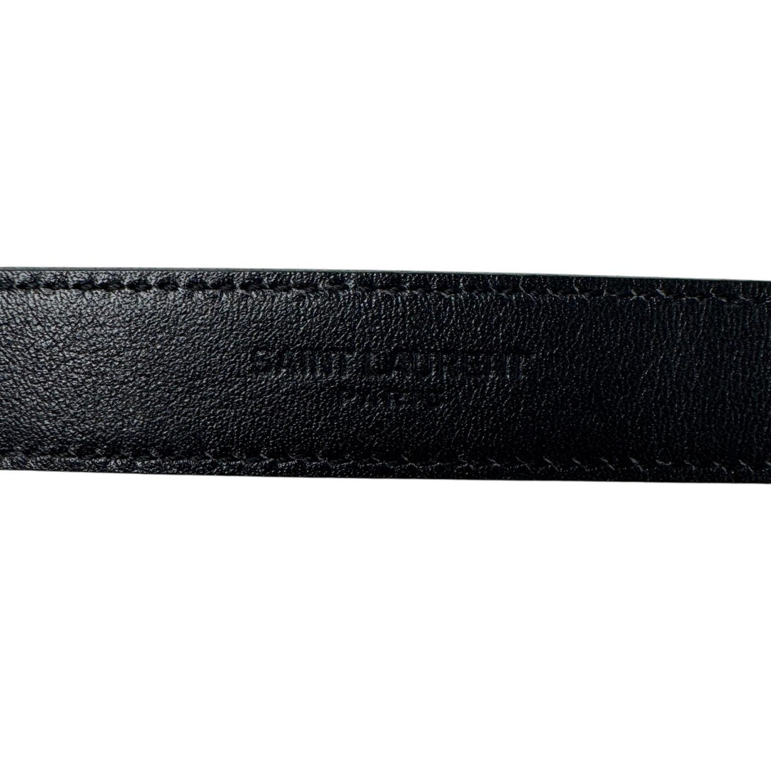未使用 YSL イヴサンローラン Saint Laurent プッシュピンバックル ベルト 100 シャイニーレザー レディース
