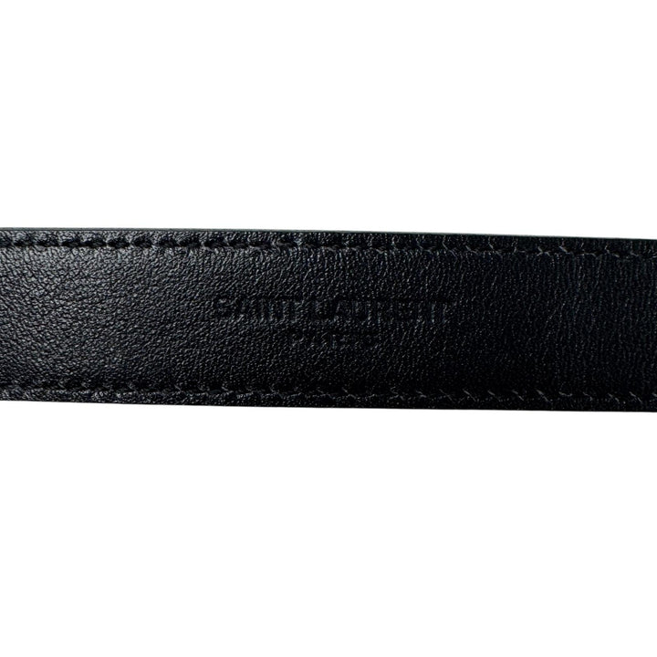 未使用 YSL イヴサンローラン Saint Laurent プッシュピンバックル ベルト 100 シャイニーレザー レディース