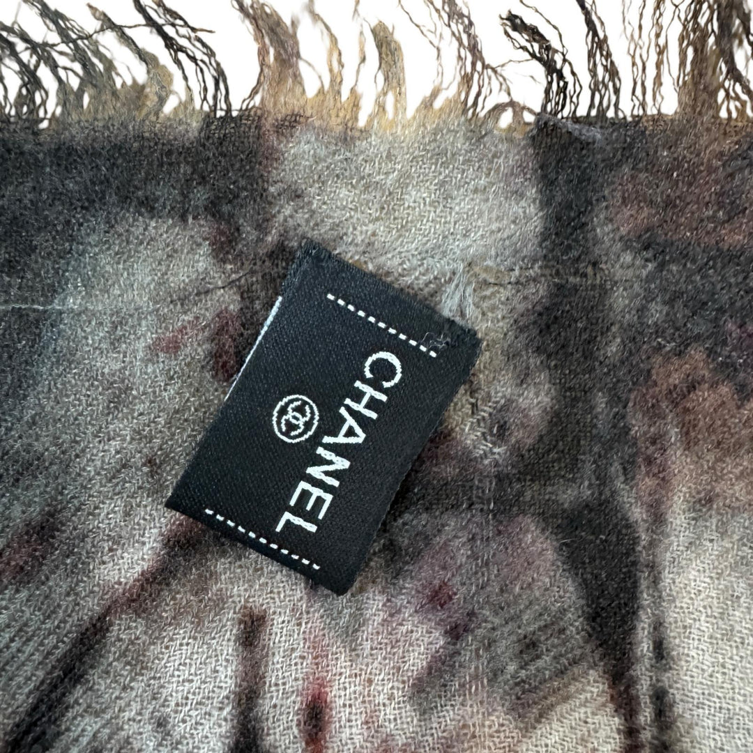 CHANEL シャネル ロゴ ストール レンガ柄 100% カシミヤ レディース