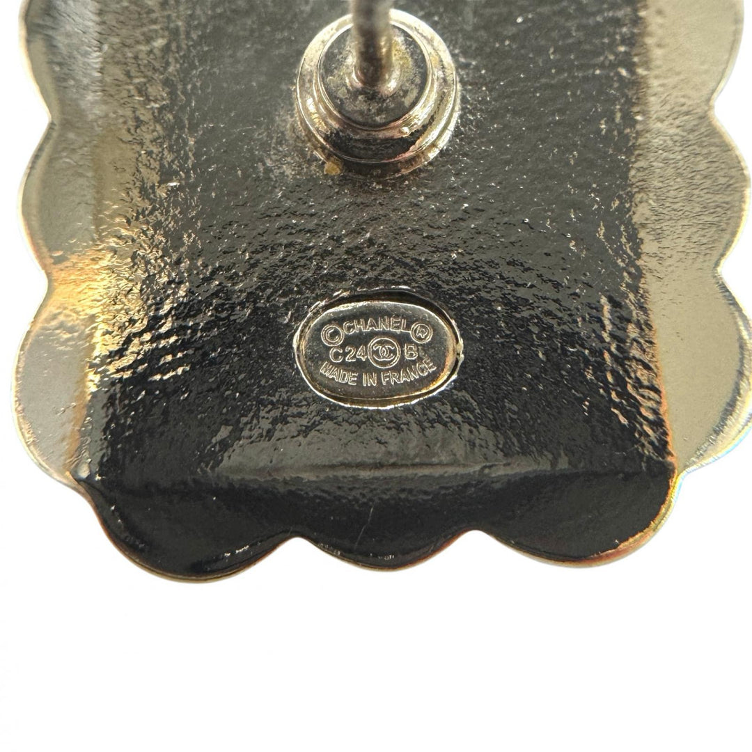 美品 シャネル CHANEL スクエアココマーク ピアス GP C24B レディース