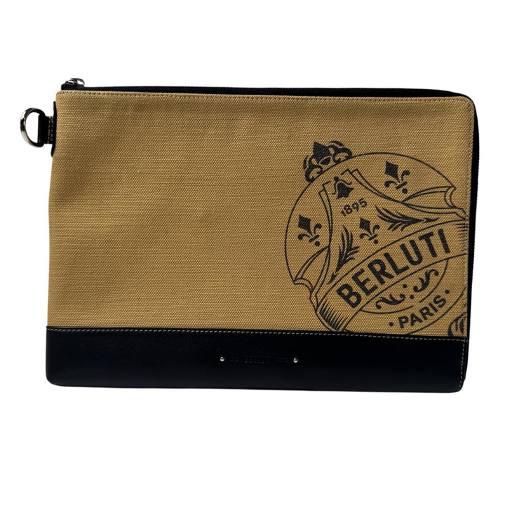 美品 ベルルッティ Berluti ニノ クラッチバッグ GM キャンバス×レザー メンズ