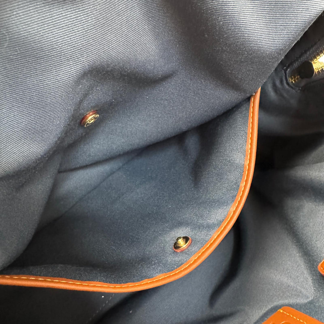 美品 コーチ COACH ローアン ラージ サッチェル バッグ・ラブド デニム CDY75 2way ショルダーバッグ ハンドバッグ 斜めがけ クロスボディ レディース